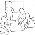 People learning together with a chart