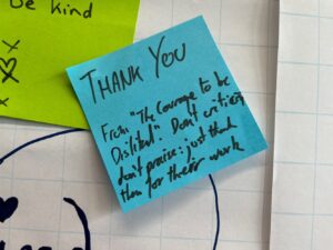 Sticky note with "Thank you" 