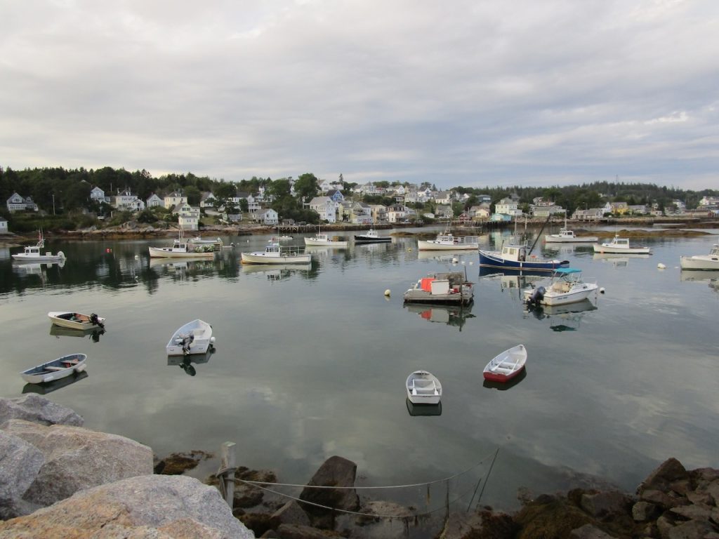 Stonington, Maine harbor with fishing boats